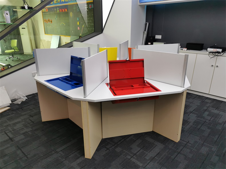 六人位六角升降屏風隔斷桌